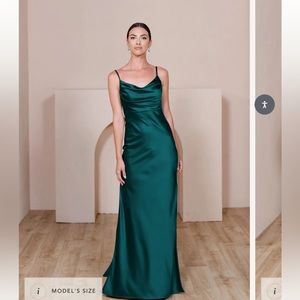 Revelry Skye Satin Dress - Classic Emerald